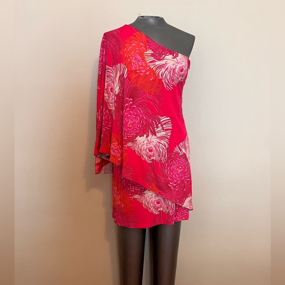 Gucci Tom Ford One Shoulder Dress Chrysanthemum Pattern M